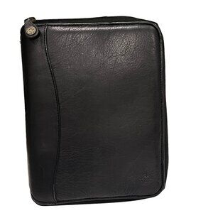 Franklin Covey Vintage Black Leather Full Zip Around Planner Compact Size